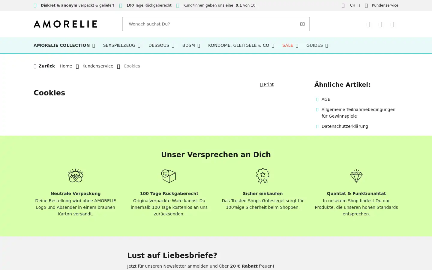 Screenshot of amorelie.ch