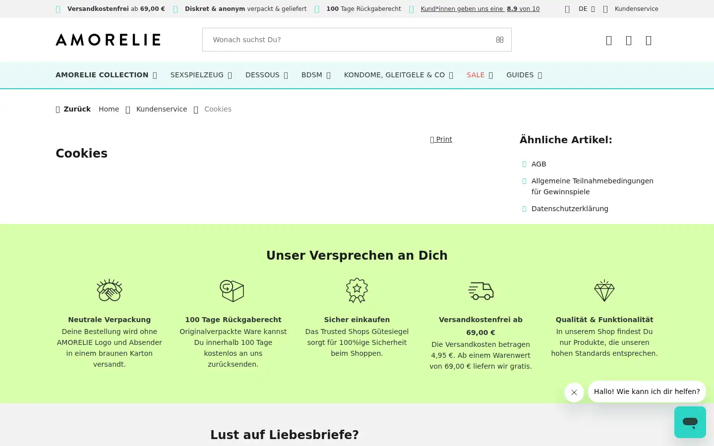 Screenshot of amorelie.de