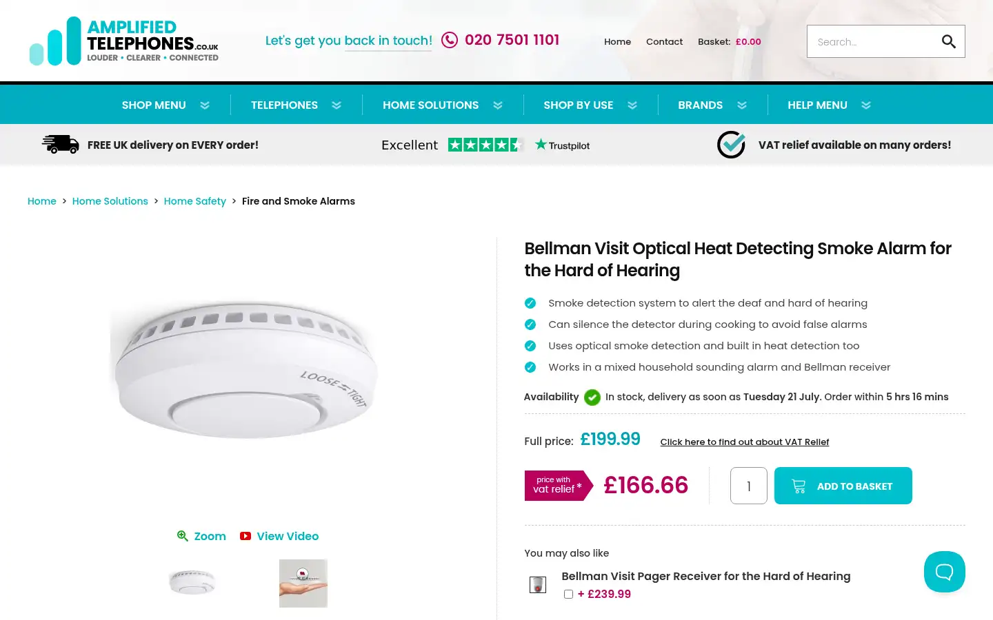 Screenshot of amplifiedtelephones.co.uk