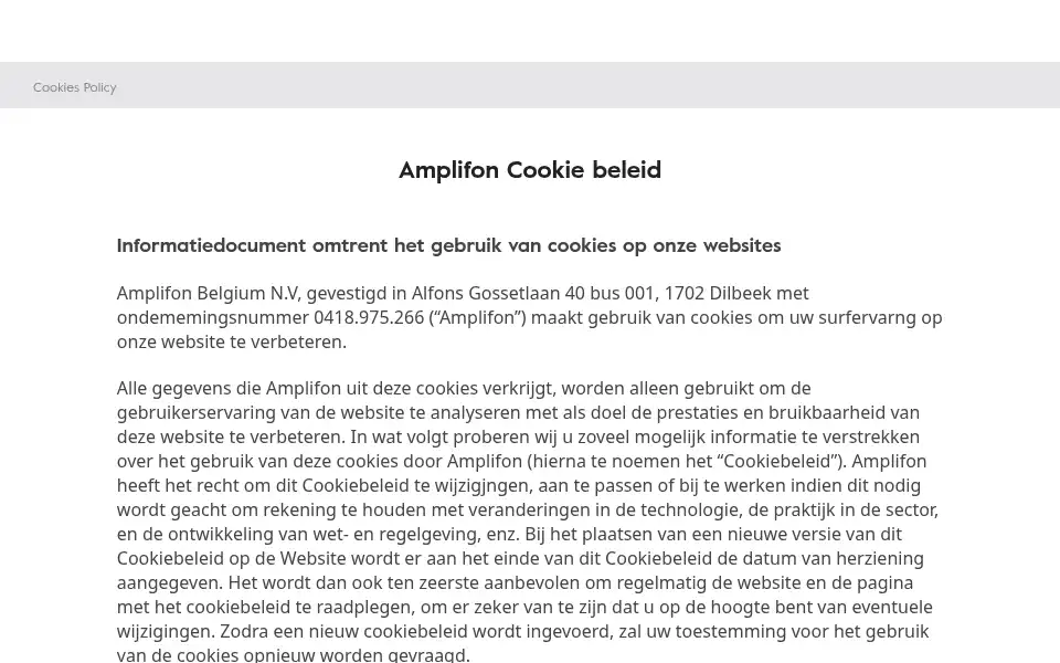 Screenshot of amplifon.be
