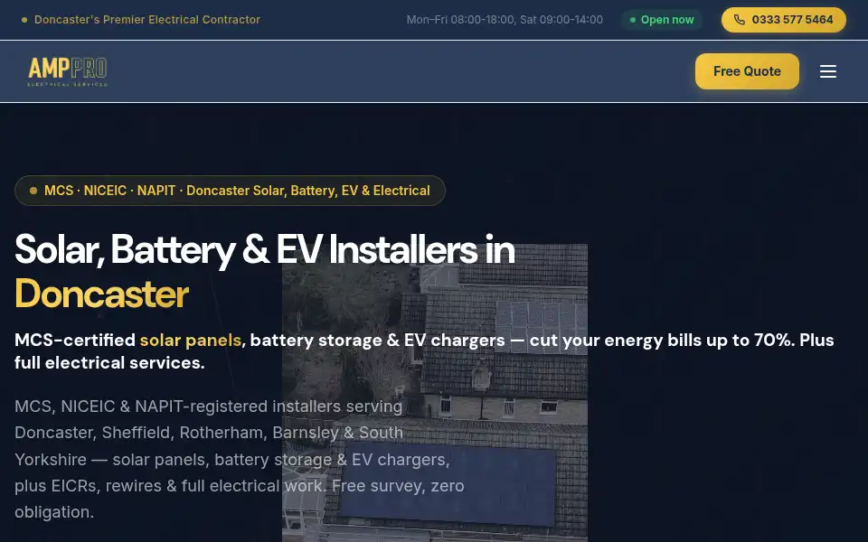 Screenshot of ampproelectrical.co.uk