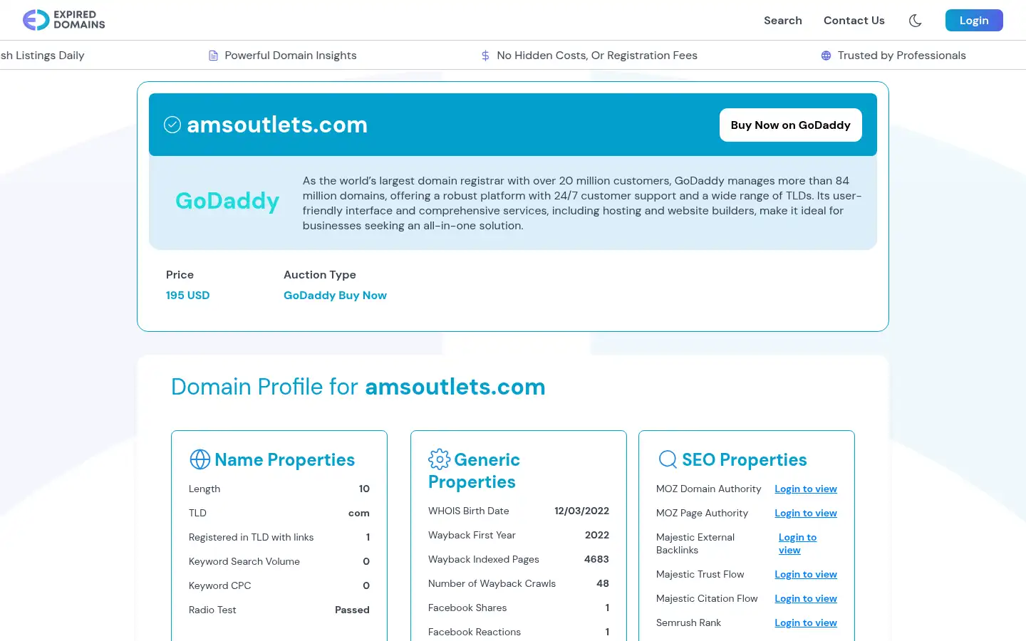 Screenshot of amsoutlets.com