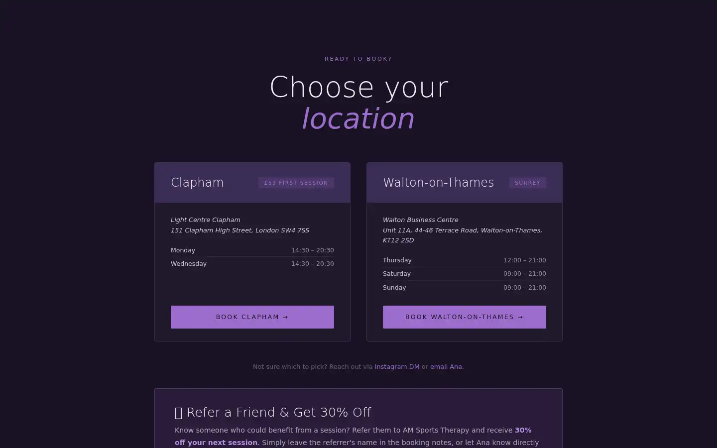 Screenshot of amsportstherapy.co.uk