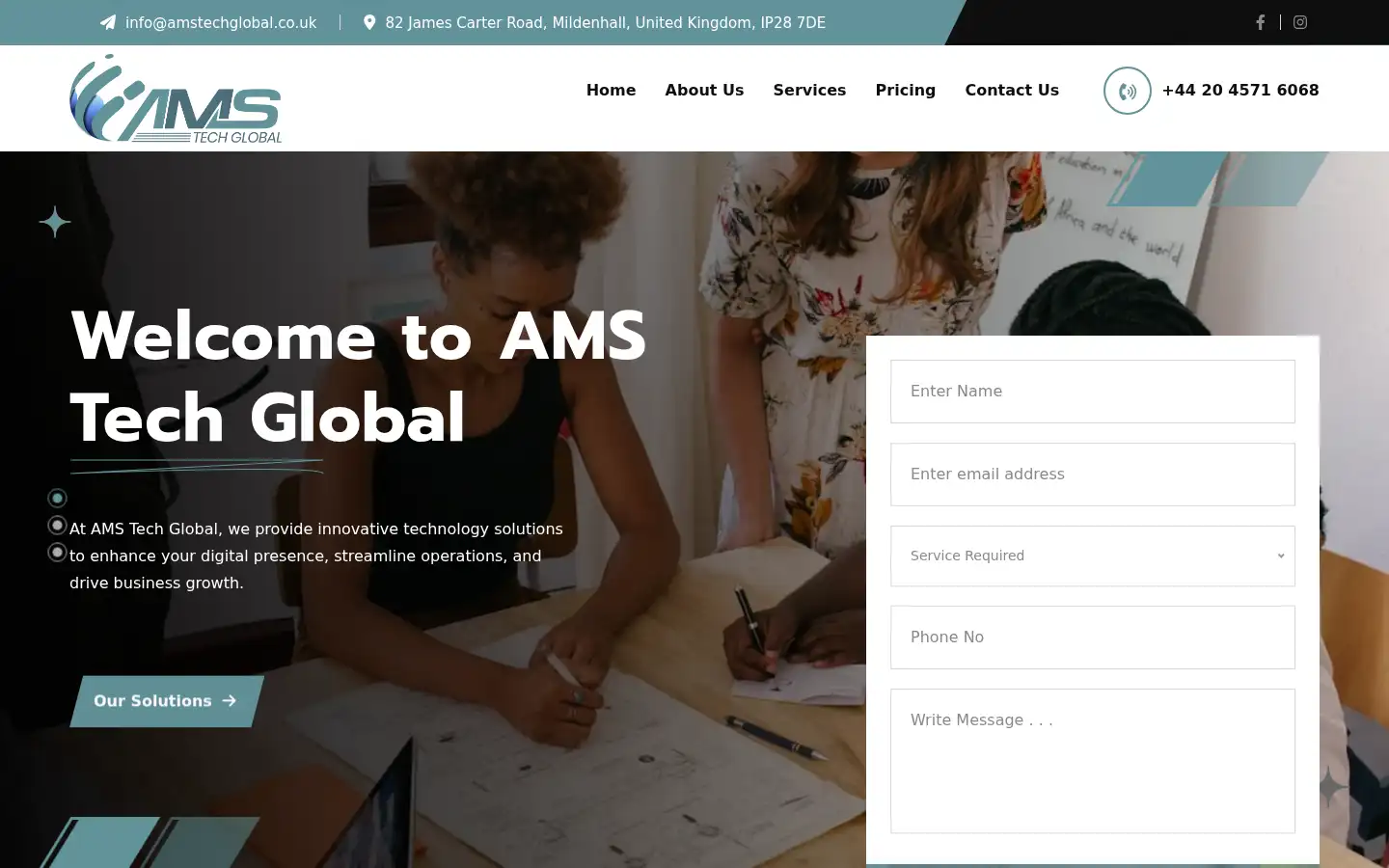 Screenshot of amstechglobal.co.uk