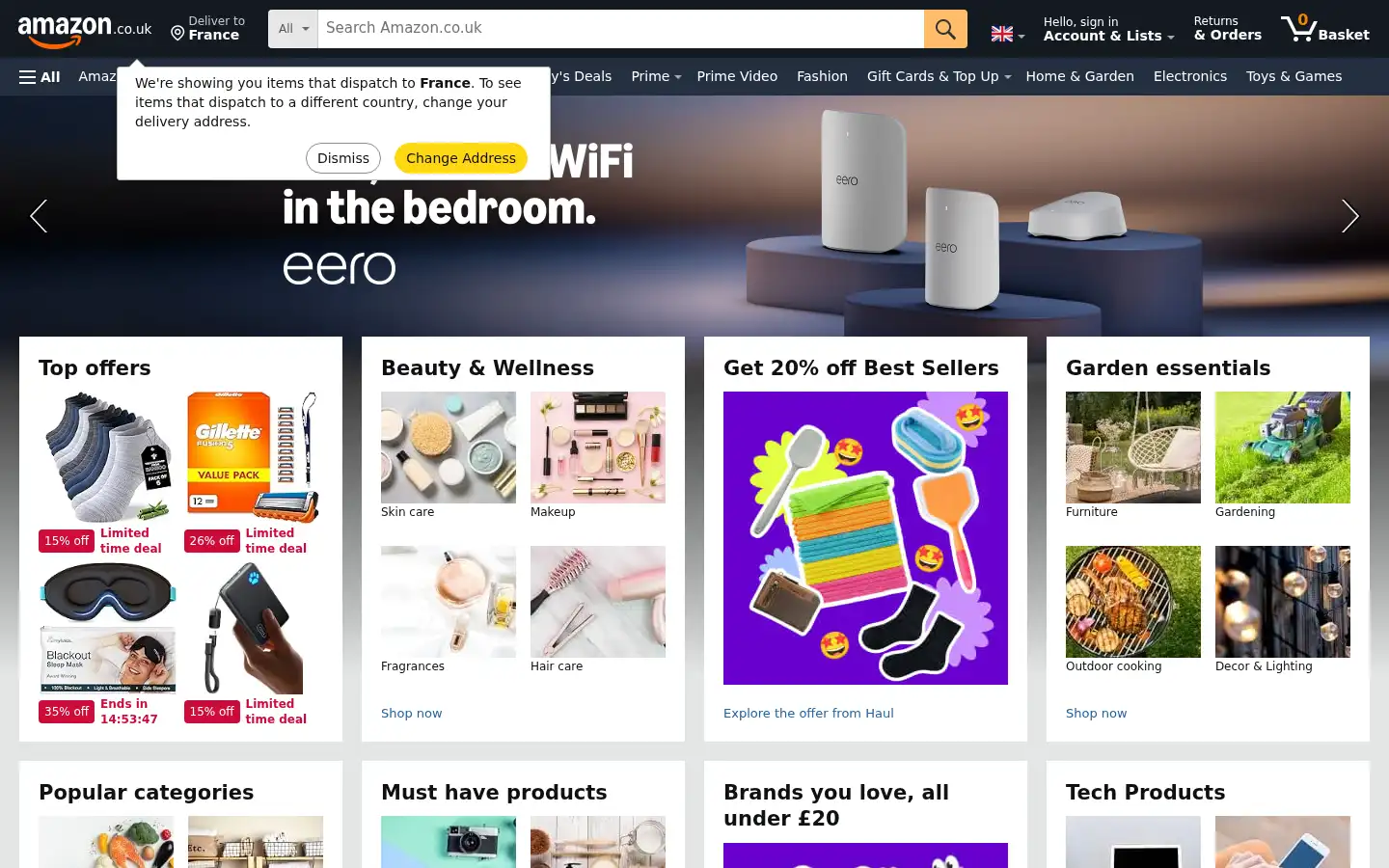 Screenshot of amzon.co.uk