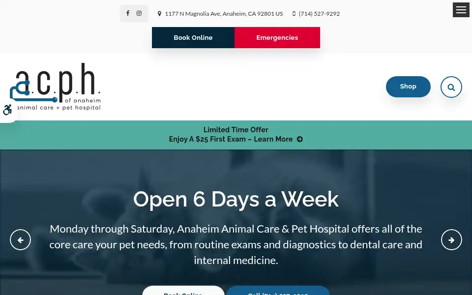 Screenshot of anaheimanimalcare.com