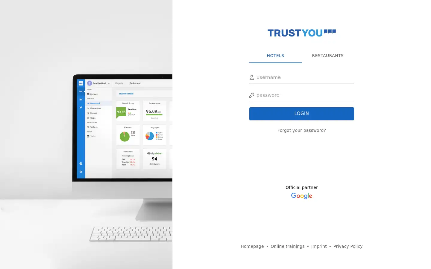 Screenshot of analytics.trustyou.com