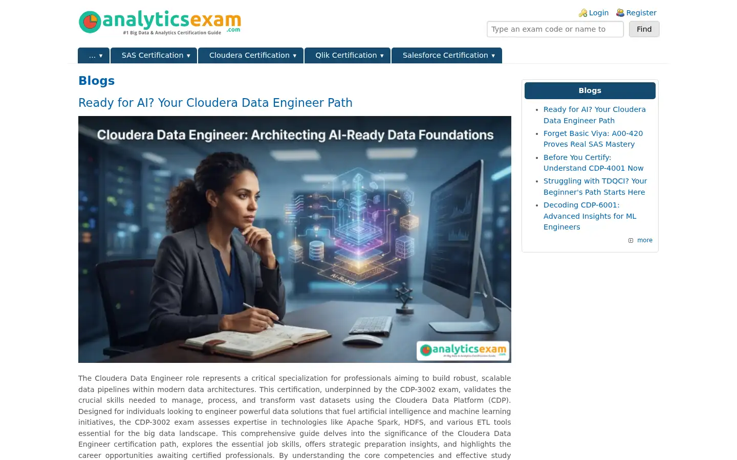 Screenshot of analyticsexam.com