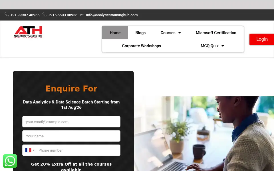 Screenshot of analyticstraininghub.com