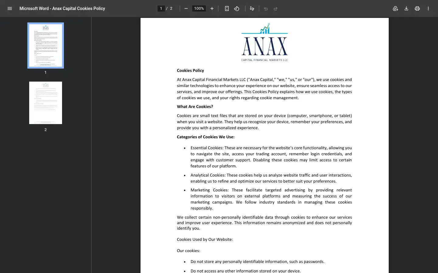 Screenshot of anaxcapital.ae