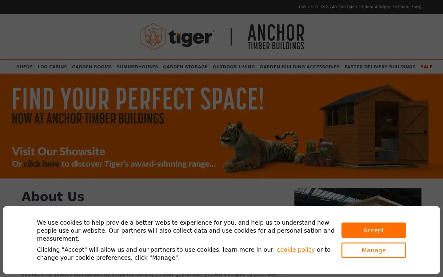Screenshot of anchortimberbuildings.co.uk