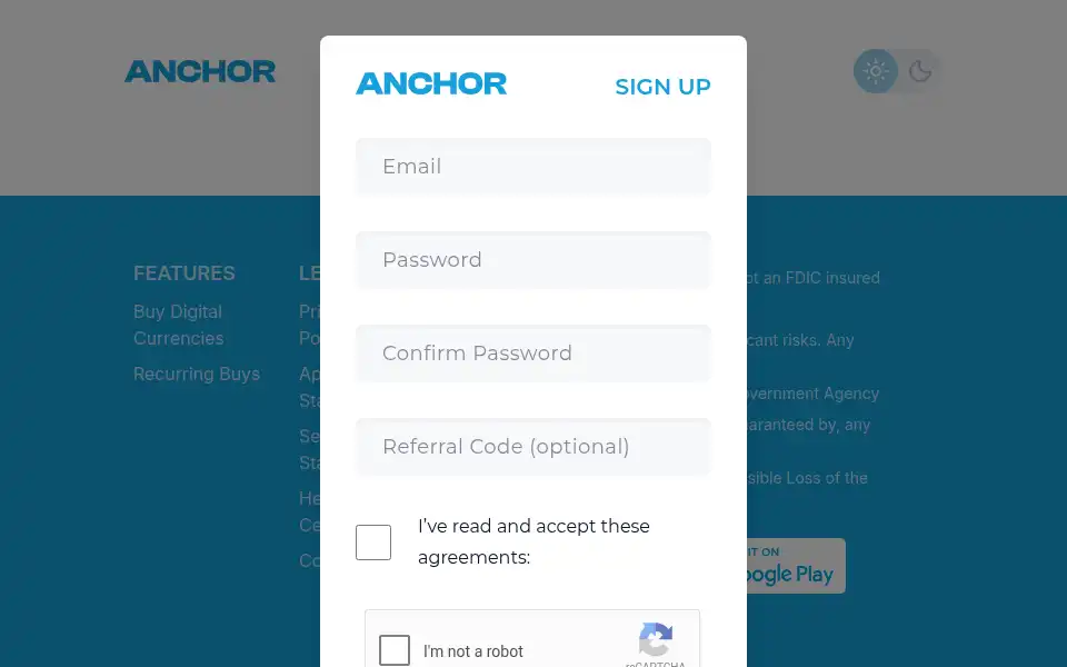 Screenshot of anchorusd.com