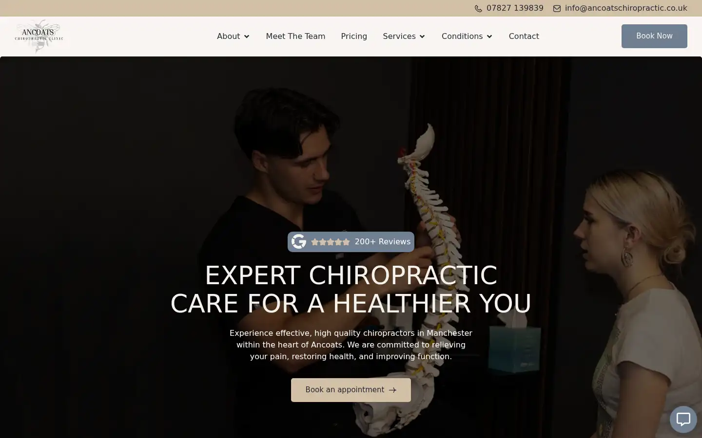 Screenshot of ancoatschiropractic.co.uk