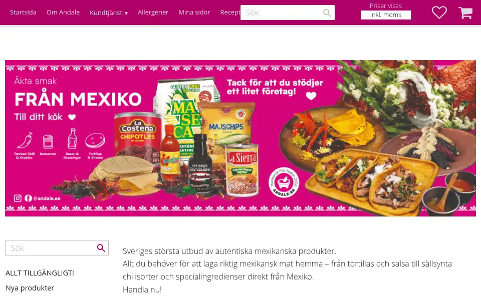 Screenshot of andale.se