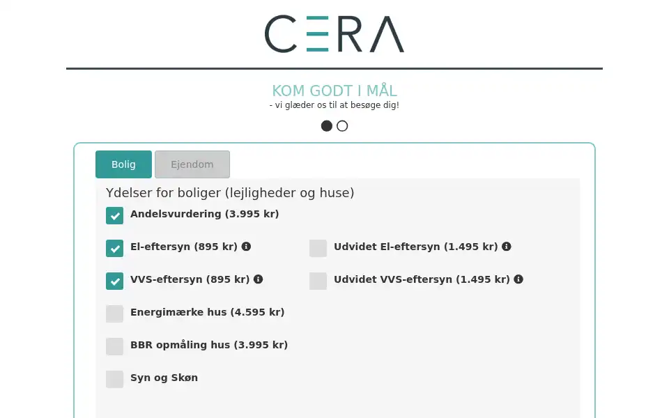 Screenshot of andelsvurderinger.dk