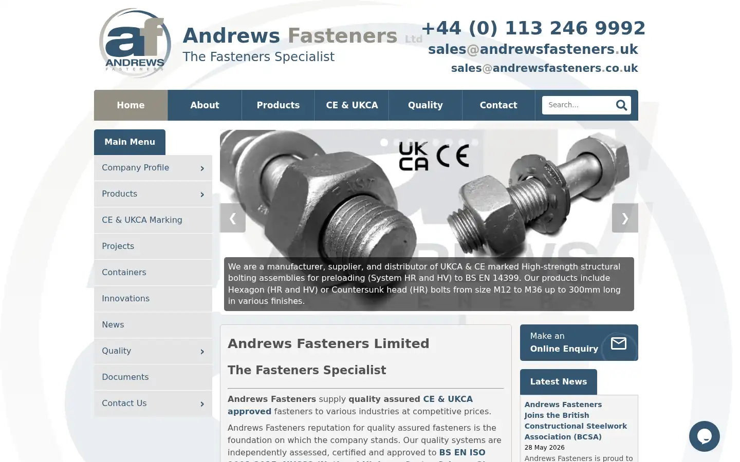 Screenshot of andrewsfasteners.uk
