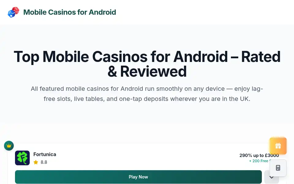 Screenshot of androidmobilecasinos.com