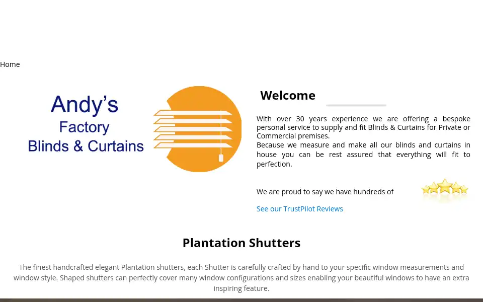 Screenshot of andysblindscurtains.co.uk