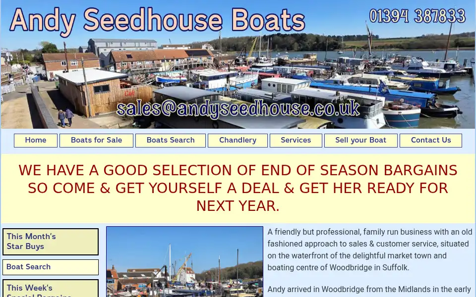 Screenshot of andyseedhouseboats.co.uk
