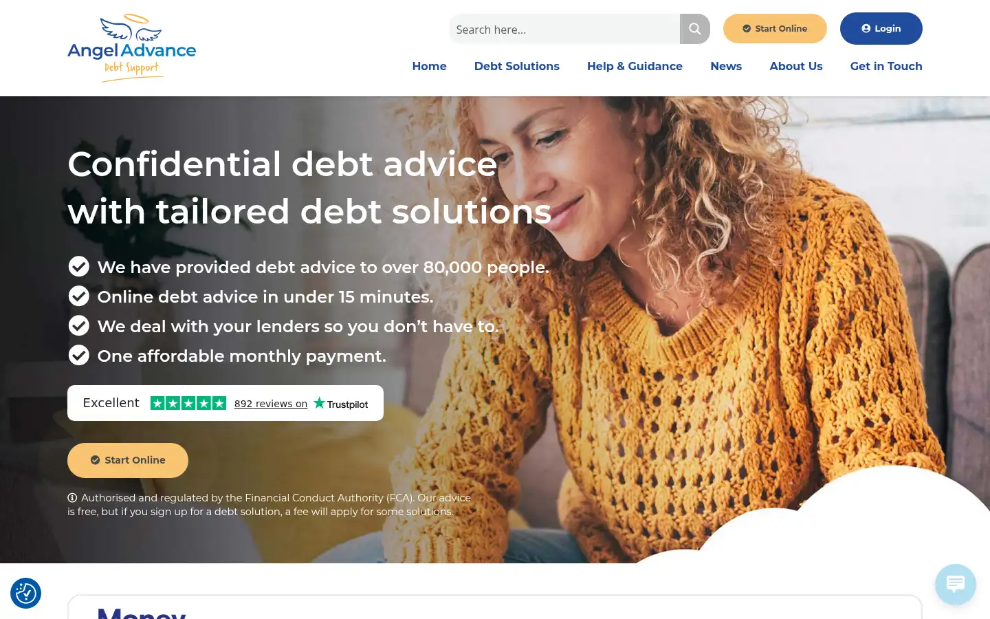 Screenshot of angeladvance.co.uk