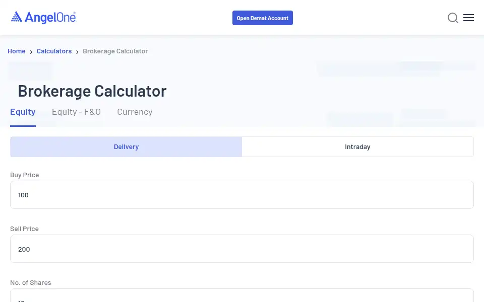 Screenshot of angelone.in