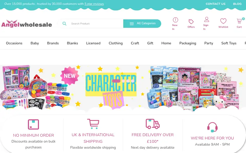 Screenshot of angelwholesale.co.uk