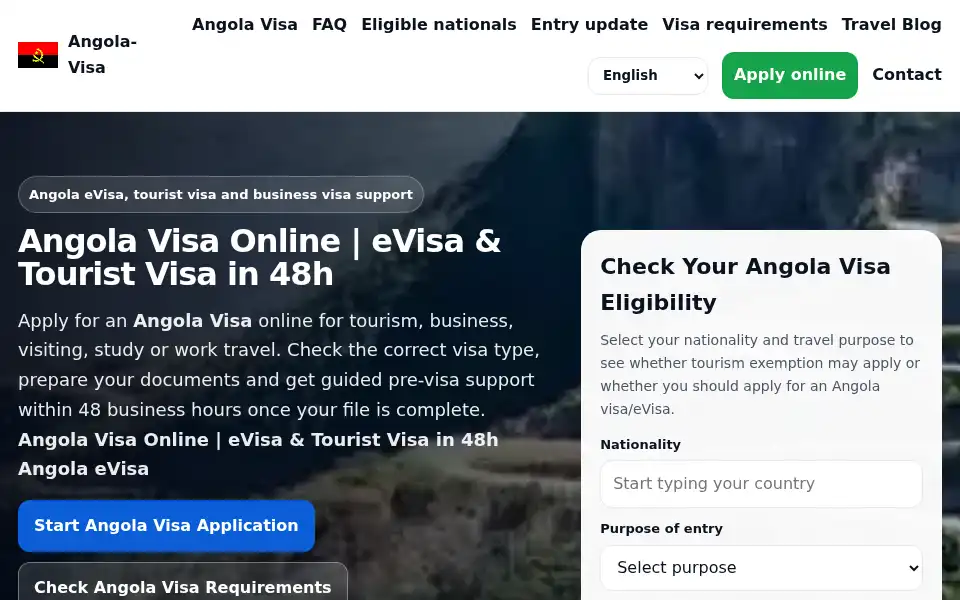 Screenshot of angola-visa.com