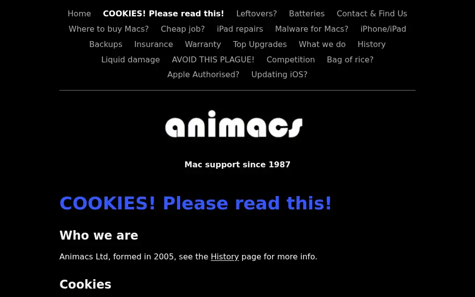 Screenshot of animacs.co.uk
