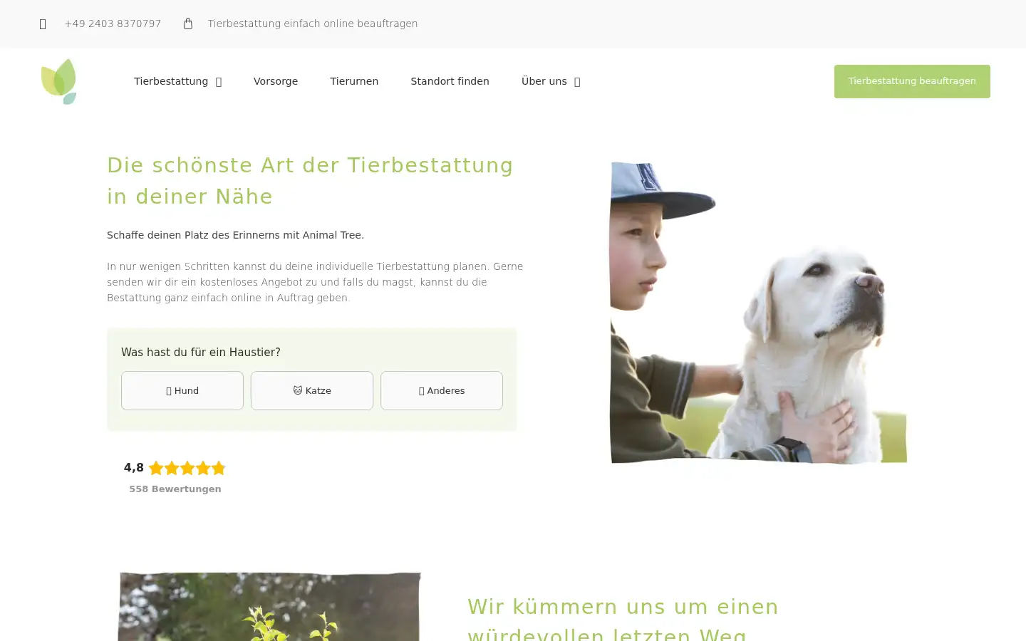 Screenshot of animaltree.de