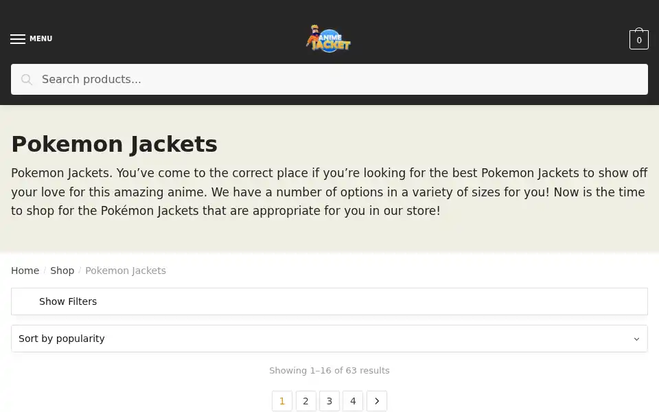 Screenshot of animejacket.com