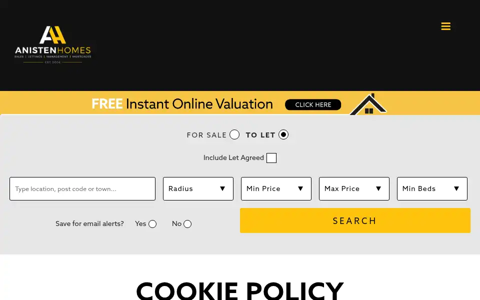 Screenshot of anistenhomes.co.uk