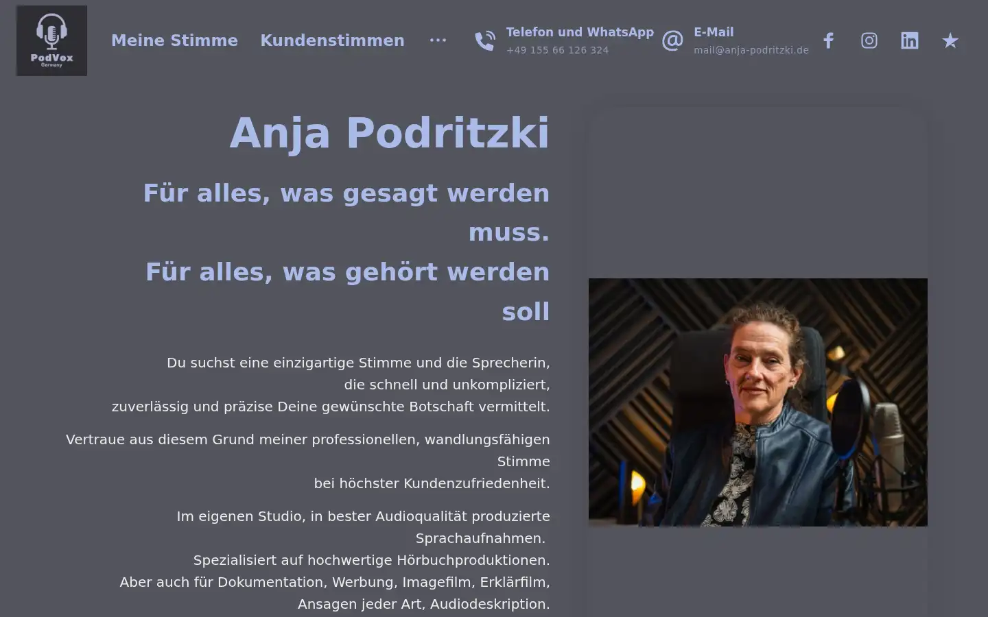 Screenshot of anja-podritzki.de