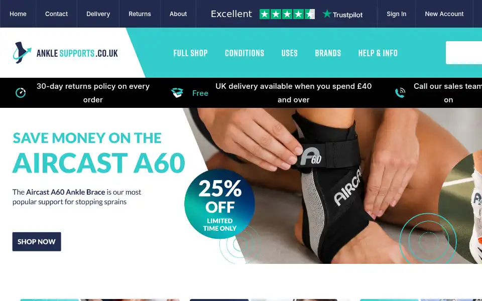 Screenshot of anklesupports.co.uk