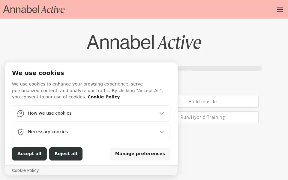 Screenshot of annabelactivecoaching.com