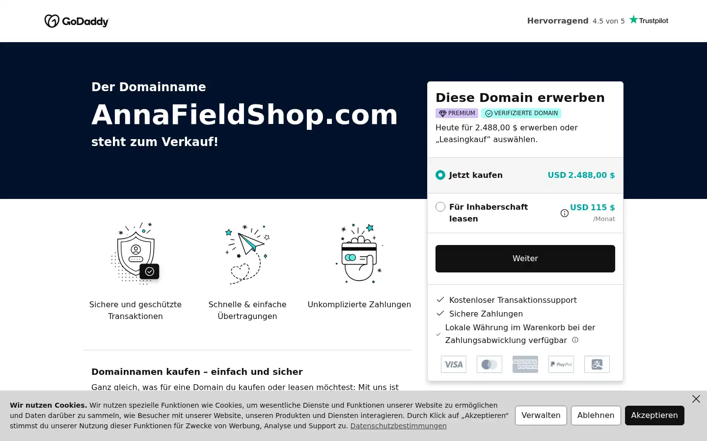 Screenshot of annafieldshop.com