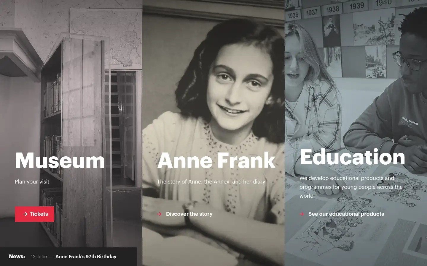 Screenshot of annefrank.org