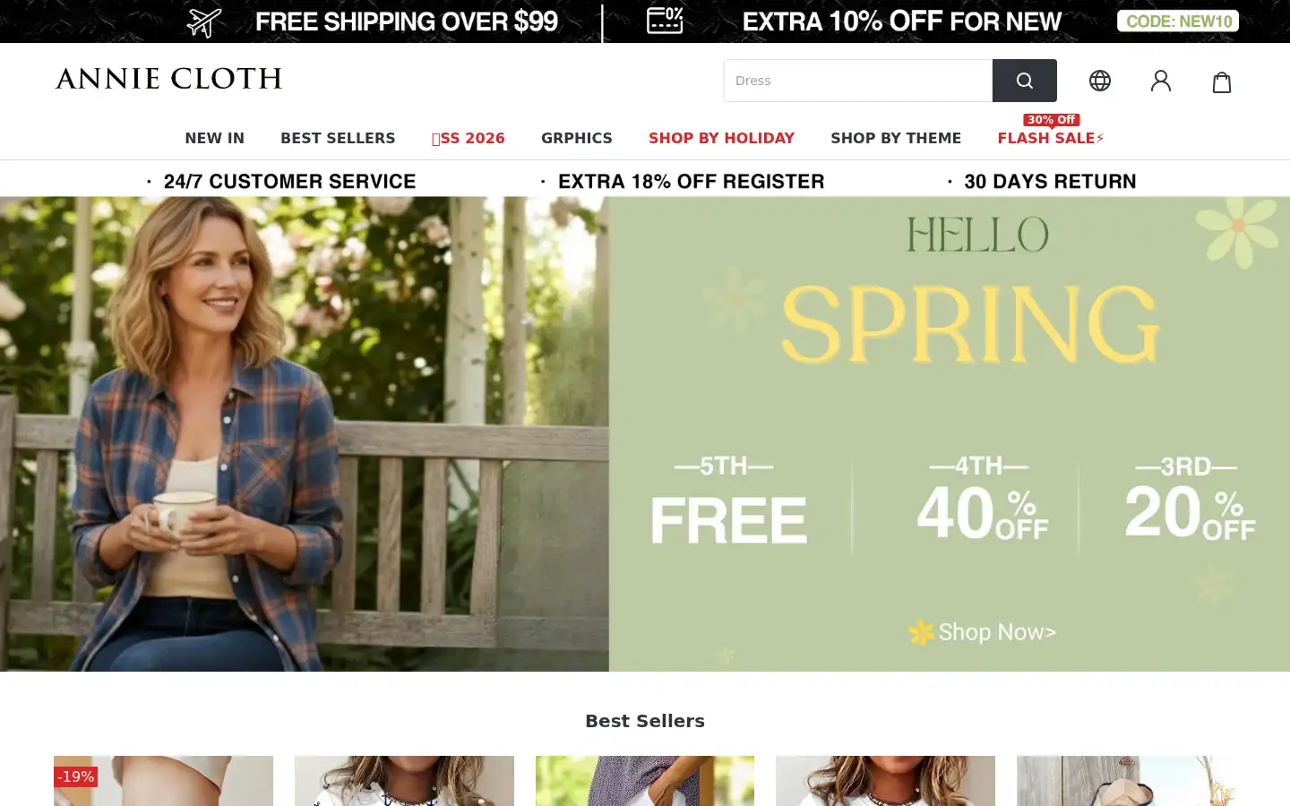 Screenshot of anniecloth.com