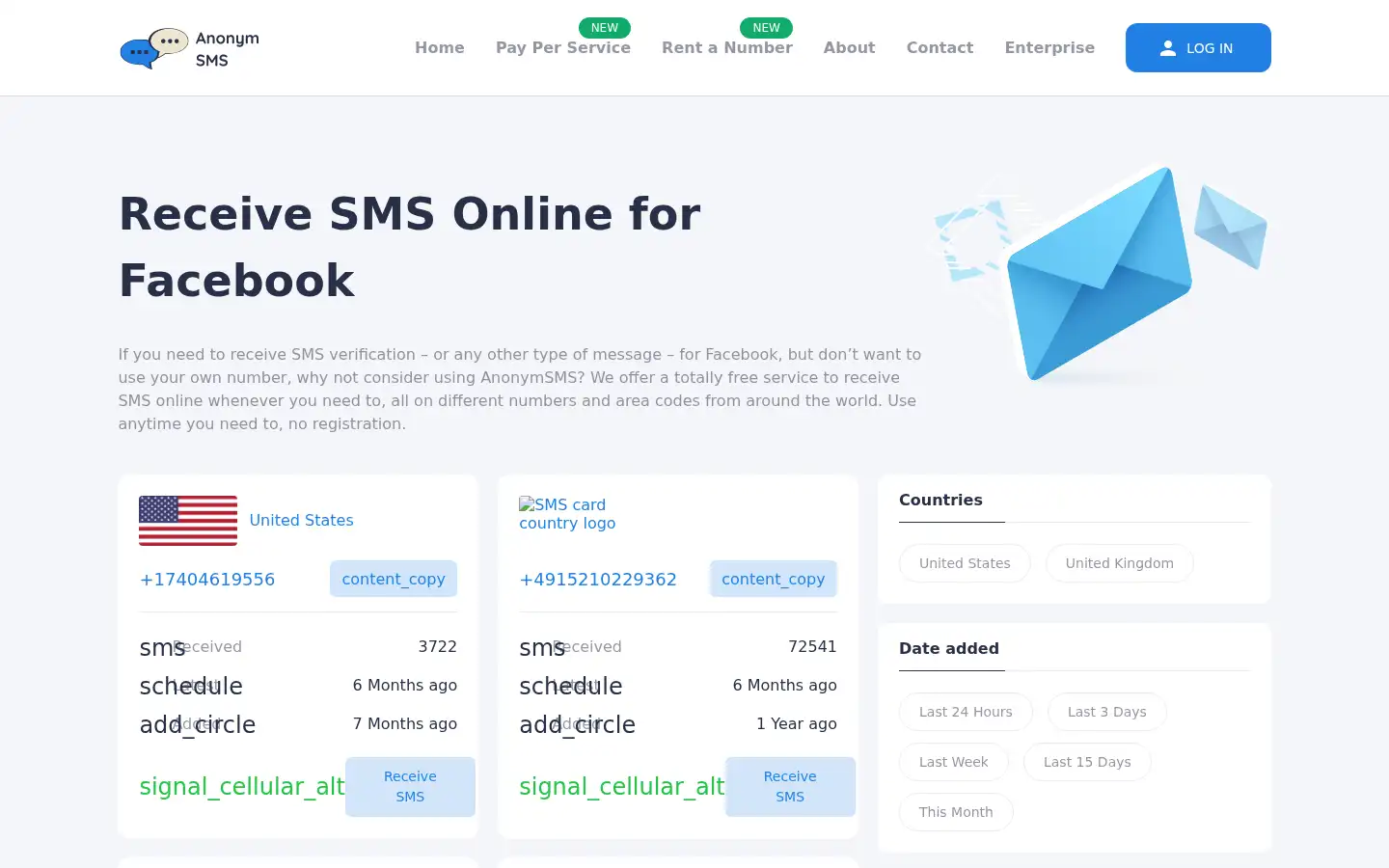 Screenshot of anonymsms.com