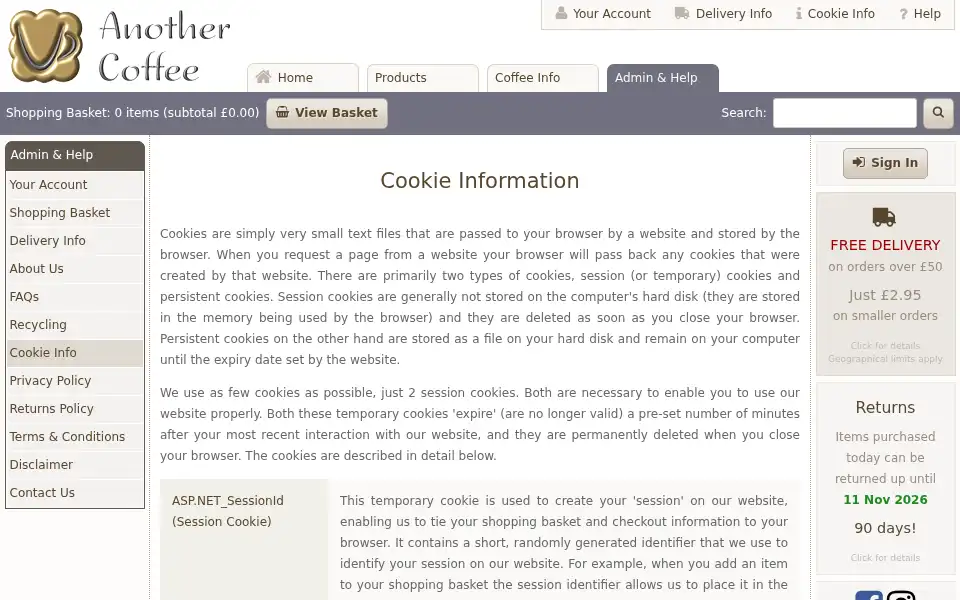 Screenshot of anothercoffee.co.uk