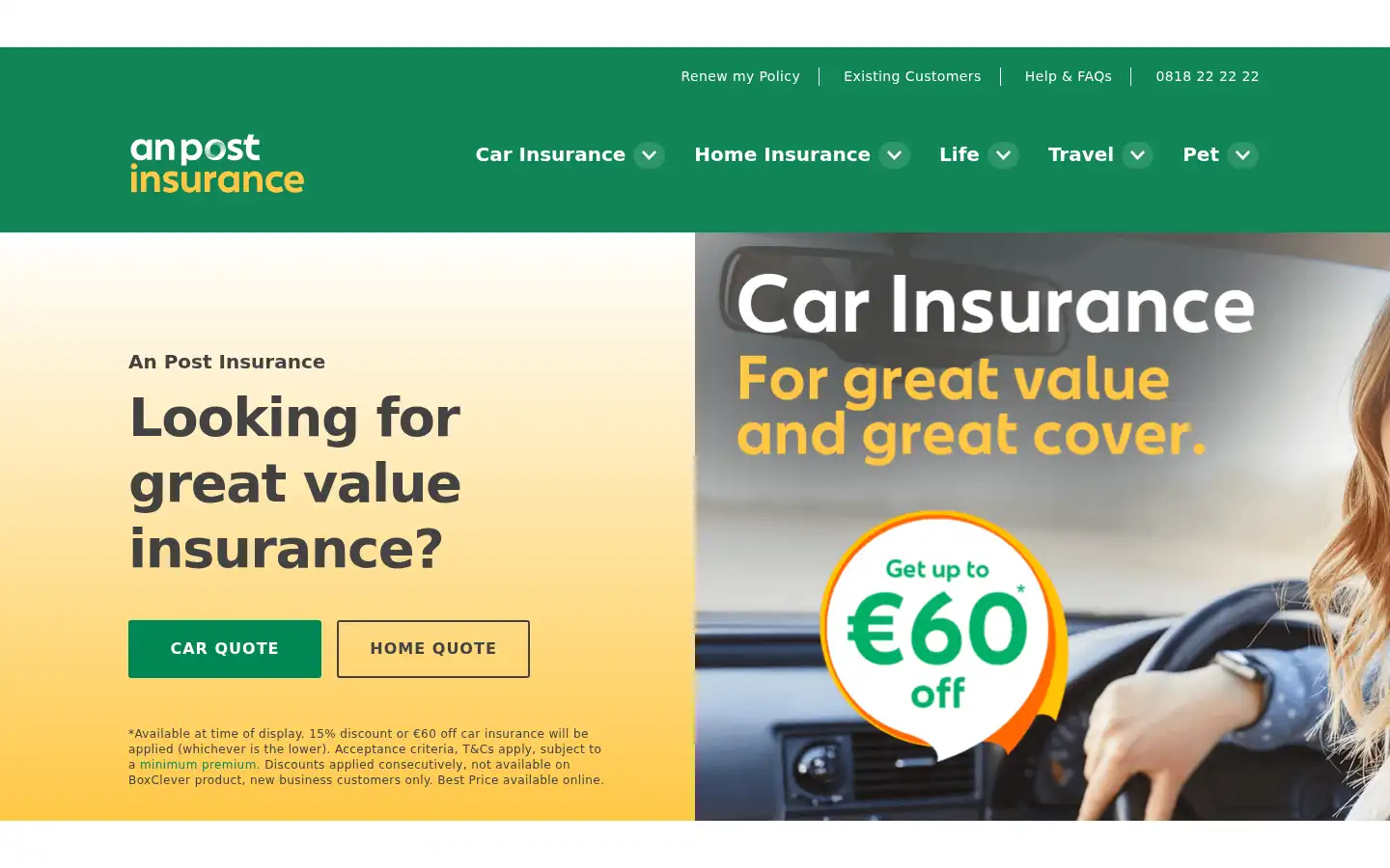 Screenshot of anpostinsurance.ie