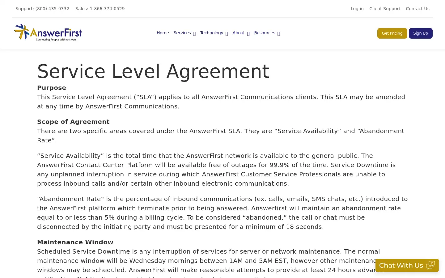 Screenshot of answerfirst.com
