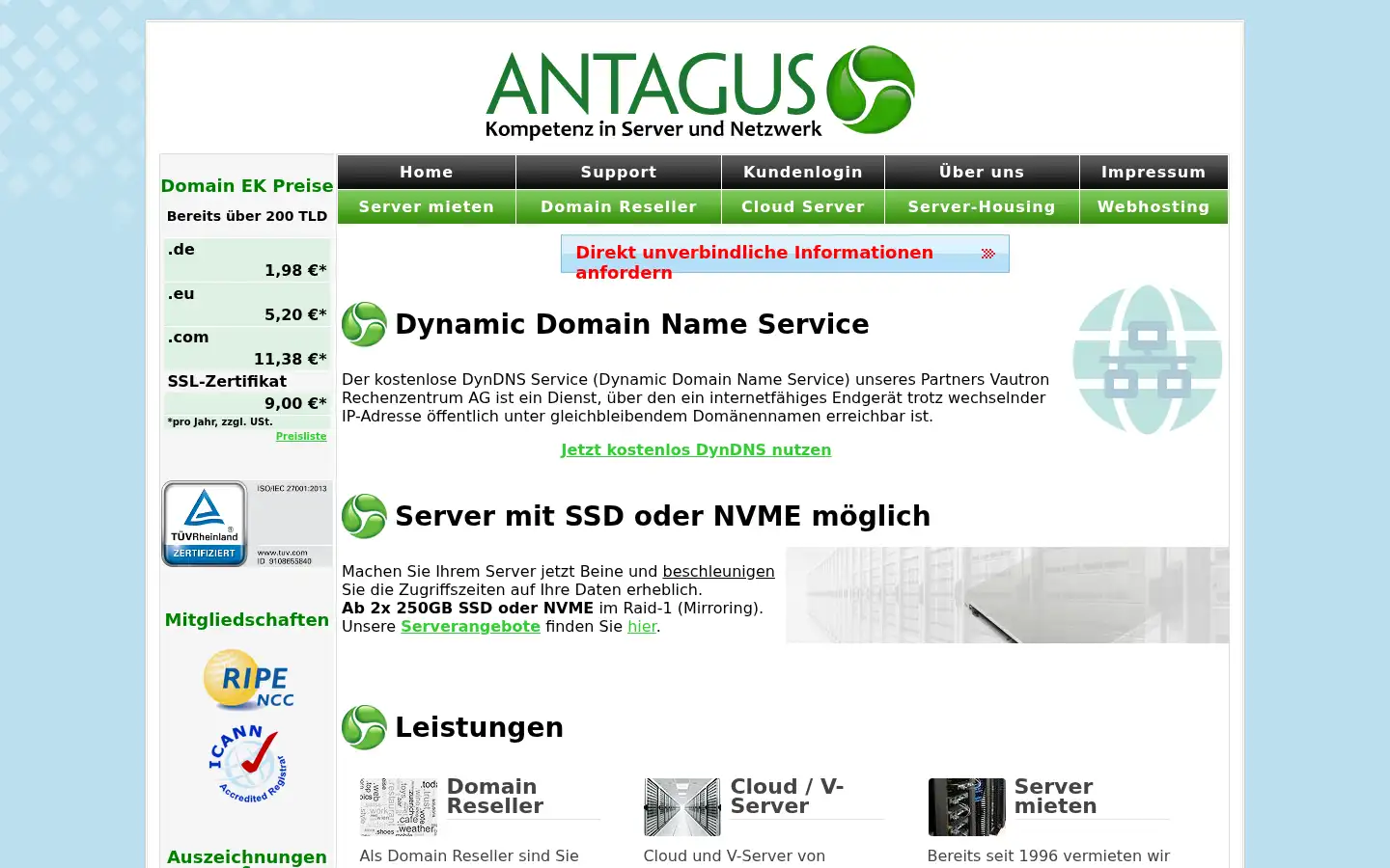 Screenshot of antagus.de