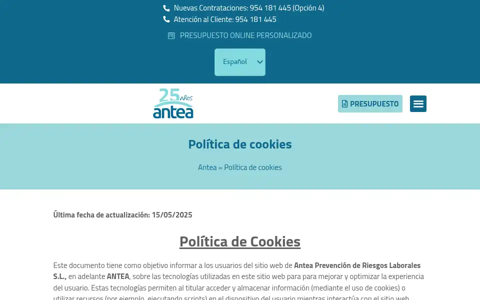 Screenshot of anteaprevencion.com