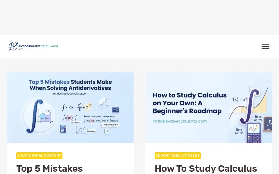 Screenshot of antiderivativecalculator.com