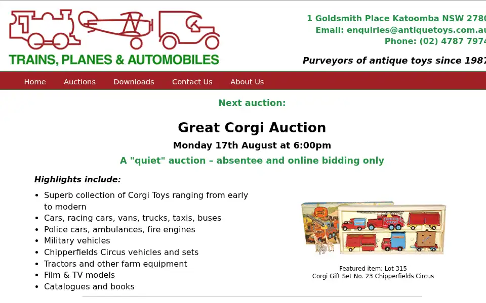 Screenshot of antiquetoys.com.au