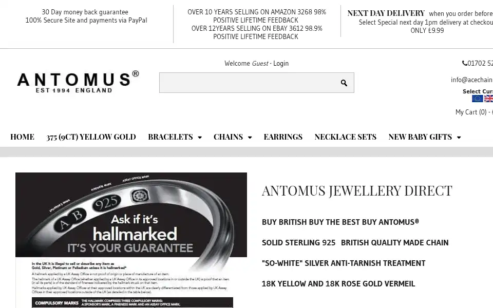 Screenshot of antomusjewellerydirect.co.uk