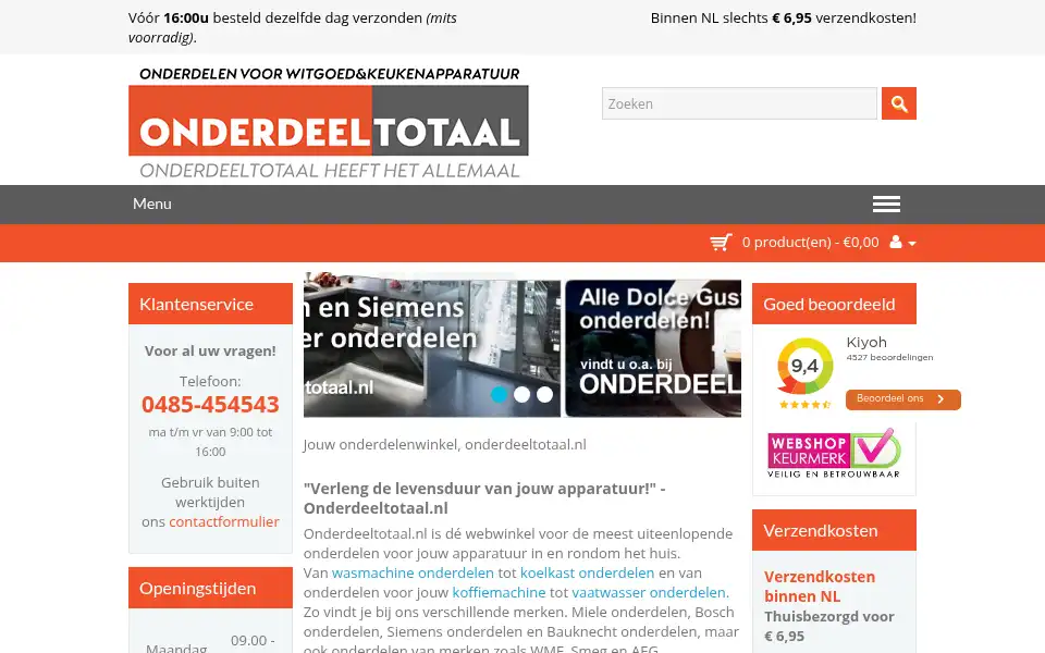 Screenshot of antonisonderdelen.nl