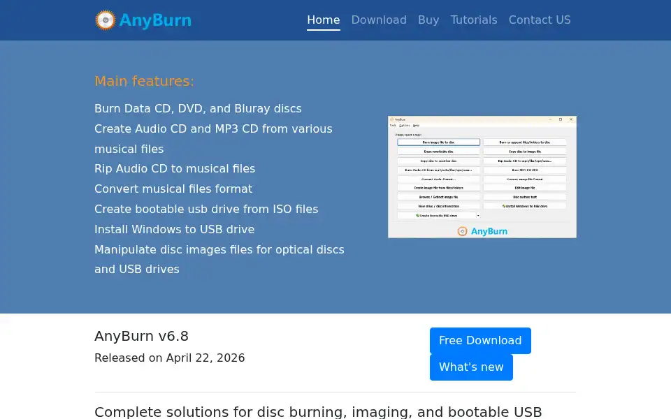 Screenshot of anyburn.com