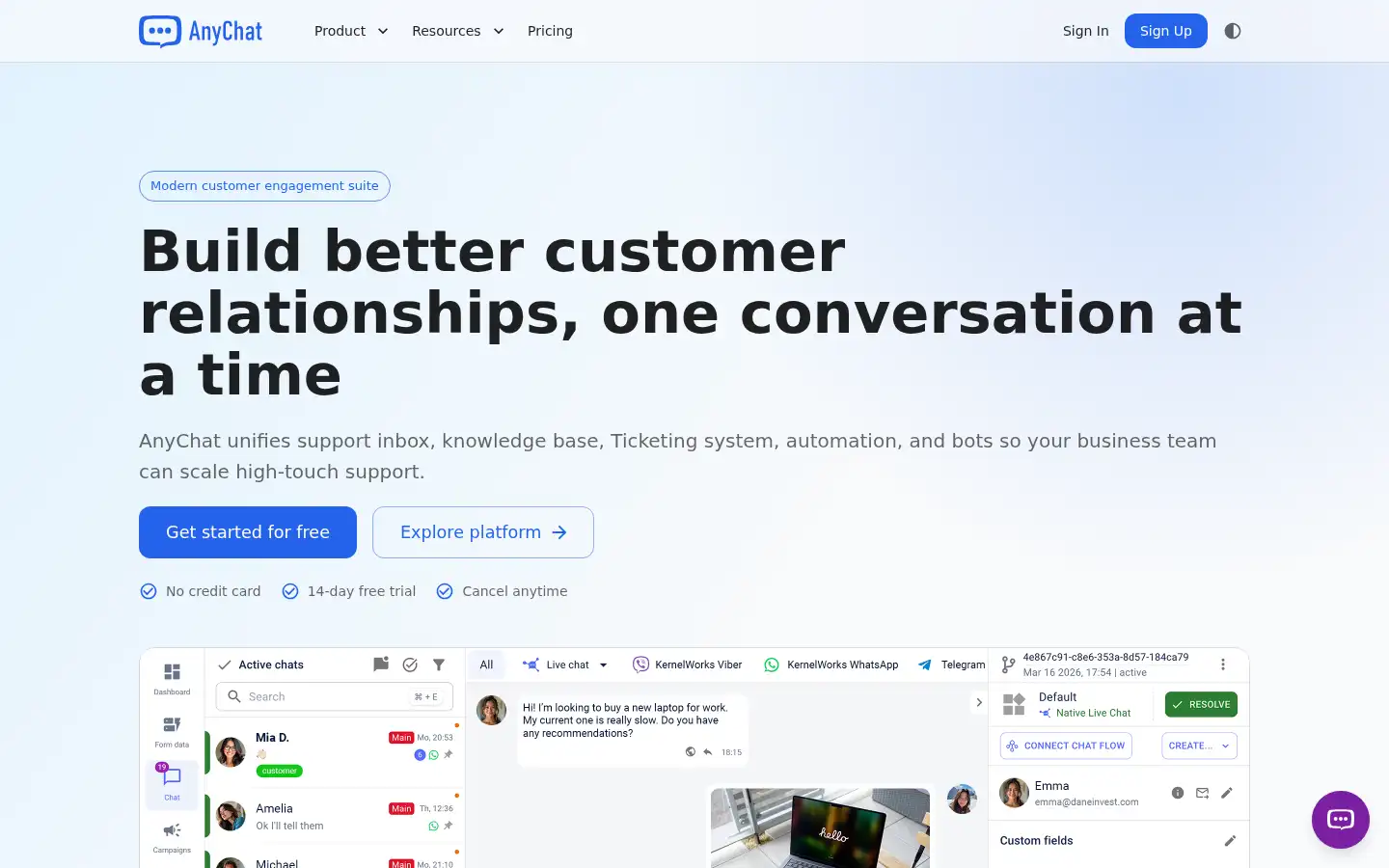Screenshot of anychat.one