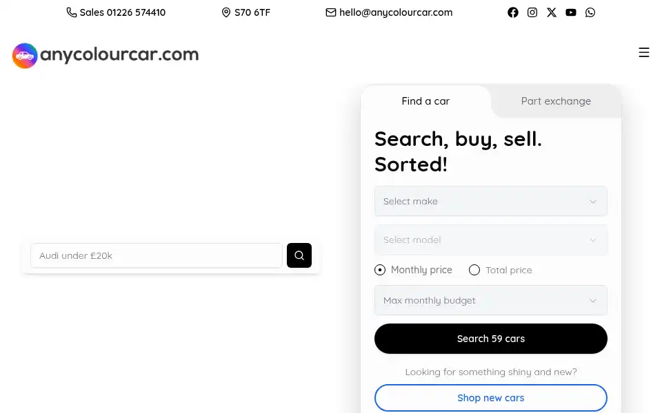 Screenshot of anycolourcar.com